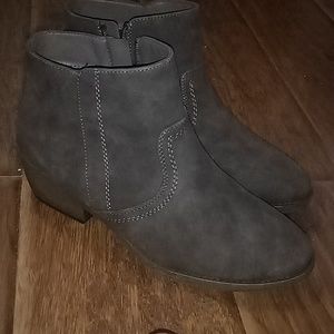 Grey heeled boots